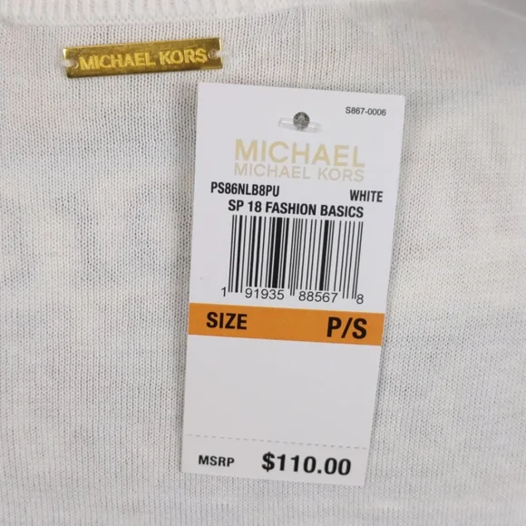 Michael Kors white ruffled sweater Petite small - Picture 4 of 4